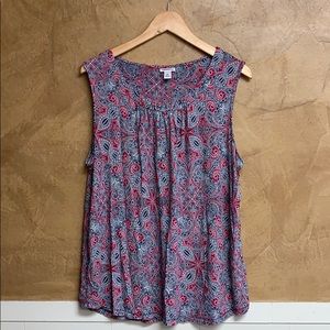 Croft & Barrow Sleeveless Red Blue Paisley  Top